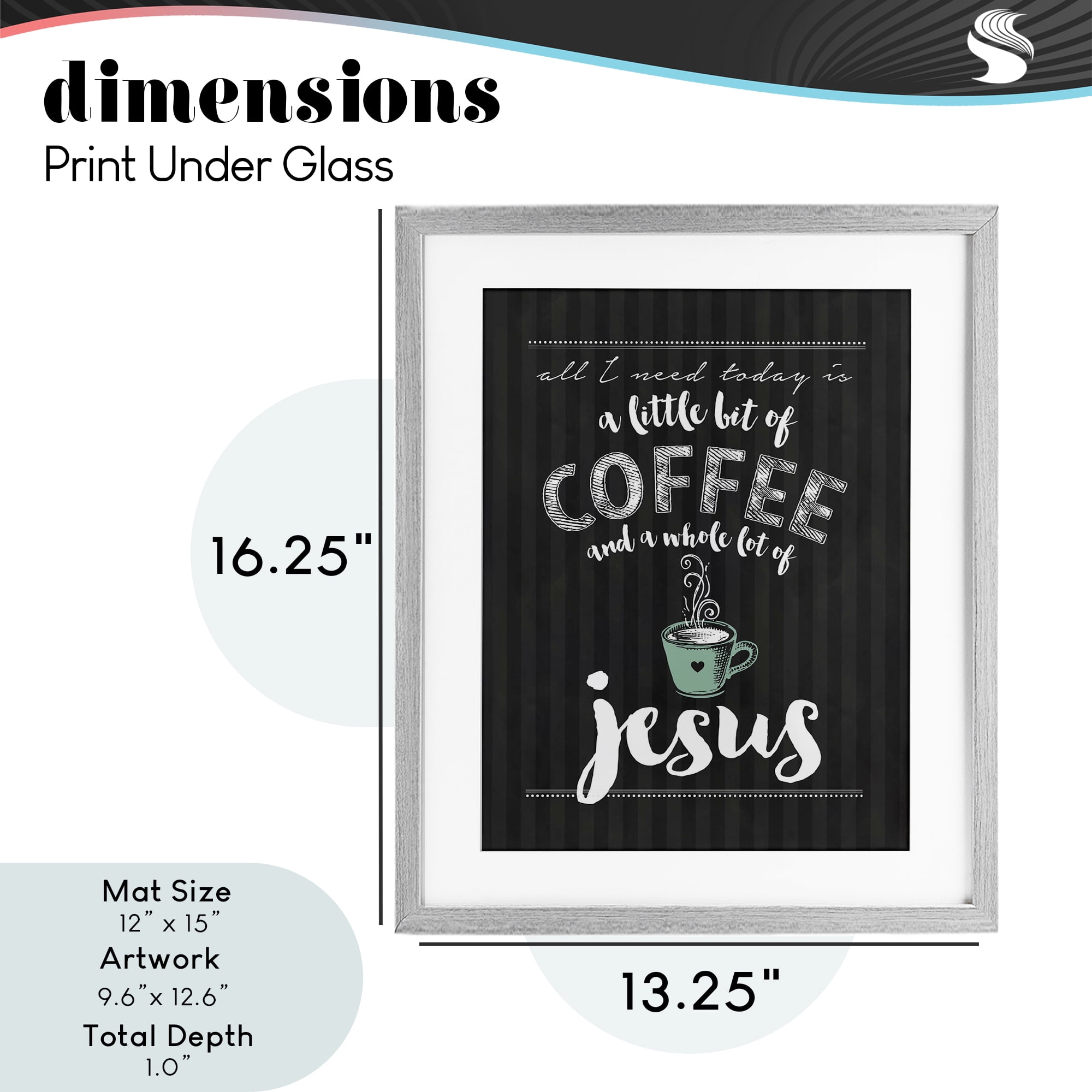 Little Coffee & Whole Lot Of Jesus Gray Framed Print Under Glass, design by Lettered and Lined