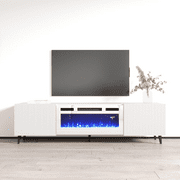 Pafos WH-EF Fireplace TV Stand for TVs up to 80", Modern Matte 71" Entertainment Center, Electric Fireplace TV Media Console with Storage Cabinets