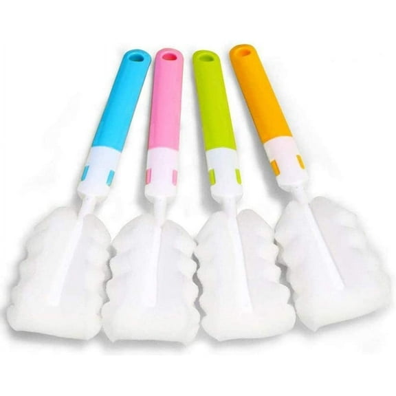 Water Bottle Brush Cleaner Sponge Long Handle Kitchen Scrub for Baby Bottle Coffe Tea Glass Cup,No Scratch Washing Cleaning Tools Pack of 2