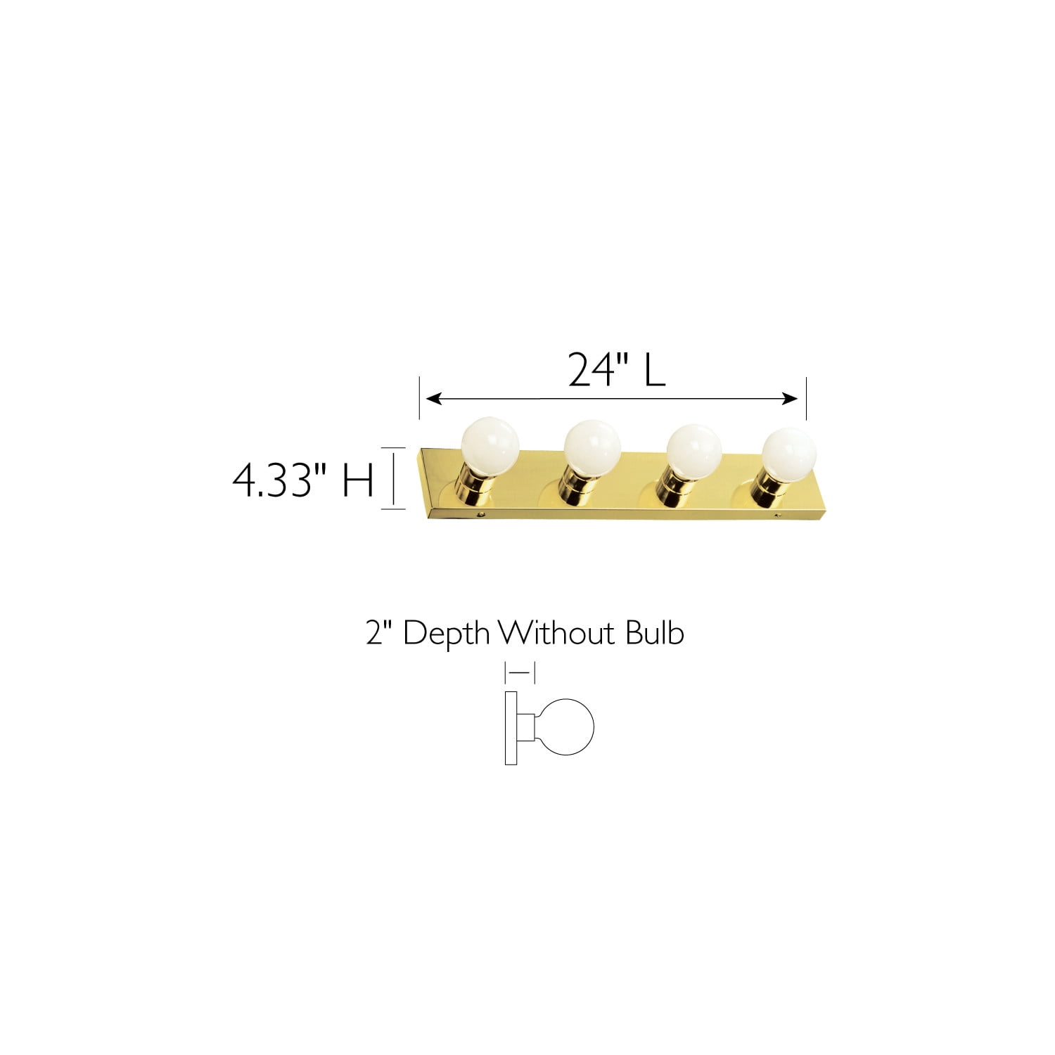 Design House WM850086 4-Light Vanity Strip Light Contemporary Dimmable for Bathroom, Bedroom, Makeup Vanity, Polished Brass