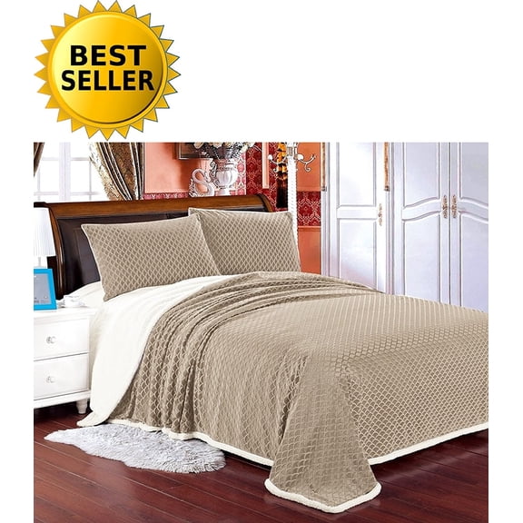 Elegant Comfort Ultra Plush Micro Sherpa Wave Pattern Bed Blanket, Full/Queen - Warm Heavy Weight