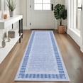 thumbnail image 2 of HIWEAVER Light Blue 2' x 6' Scalloped Washable Runner for Hallway Modern Solid Bordered Carpet for Kitchen Non-Slip Stain Resistant Accent Throw Mat for Dining Room Home Decor, 2 of 6