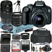 Canon EOS 4000D / Rebel T100 DSLR Camera 18MP with EF-S 18-55mm + Tamron AF 70-300mm Lens + SanDisk 32GB Memory Cards + Case + Tripod + ZeeTech Accessory Bundle