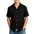 thumbnail image 3 of Abtuhar Kids Boys 5-15 Years Summer Tops Solid Short Sleeve Turndown Collar Breathable Soft Casual Blouses Shirts, 3 of 5