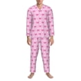 thumbnail image 3 of Hirioo Pink bows for Men's Pajama Sets 2 Piece Pjs Men's Long-Sleeved Pajama Set Button Down Sleepwear,S-XXL-Small, 3 of 7