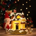 thumbnail image 3 of comerut Christmas House Statue with LED Light Realistic Looking Battery-Operated Colorful Resin Mini House Desktop Decoration, 3 of 7