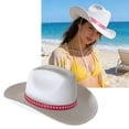 thumbnail image 2 of Stylish White Western Hat Headwear For Women With Ribbon Star Designs For Outdoor Parties And Special Occasion, 2 of 9