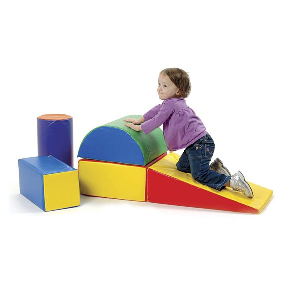Constructive Playthings 5 Pcs Formes de Jeu Légères en Vinyle Souple pour Tout-Petits, Jouets d'Escalade, de Rampement et de Glisse pour Tout-Petits