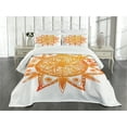 thumbnail image 3 of Ambesonne Orange Quilted Bedspread Set 3 Pcs, Watercolor Sun, King Size, Orange White, 3 of 5