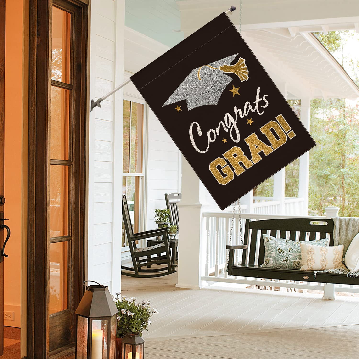 Congratulations on Graduation Garden Flag Graduation Hat Congratulations on Graduation Flag Double sided 2026 Graduation Courtyard Outdoor Decoration