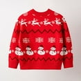 thumbnail image 2 of Tisuna Christmas Toddler Girls Boys Sweater Snowman Print Long Sleeve Crew Neck Tops Soft Warm Autumn Winter Kids Pullover Sweater Red Size 2-3 Years, 2 of 9