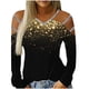 thumbnail image 1 of Blusas sexis con hombros descubiertos para mujer, blusas informales de manga larga con estampado calado para negocios Fridja  hkj5424, 1 of 5