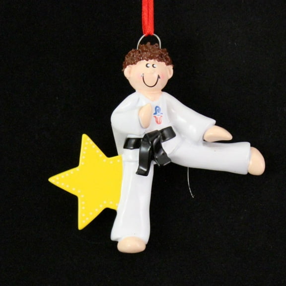 Karate Boy Brown Personalized Christmas Ornament DO-IT-YOURSELF