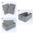 thumbnail image 3 of Unique Bargains Foldable Storage Basket with Wood Handles Gray 13.4*9.1*5.9, 3 of 6