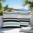 thumbnail image 3 of Turquoise Black Stripe Outdoor Pillow Covers 16x16 Inch Throw Pillow Covers Set of 2 Waterproof Decorative Pillow Cases Modern Abstract Coarse Striped Cushion Covers for Patio Furniture Garden Couch, 3 of 8