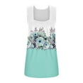 thumbnail image 5 of Green Womens Tops Summer Tank Tops for Women 2025 Loose Fit Pleated Square Neck Sleeveless Shirt Curved Flowy Vest Basic Cotton Tee Shirts for Women, 5 of 6