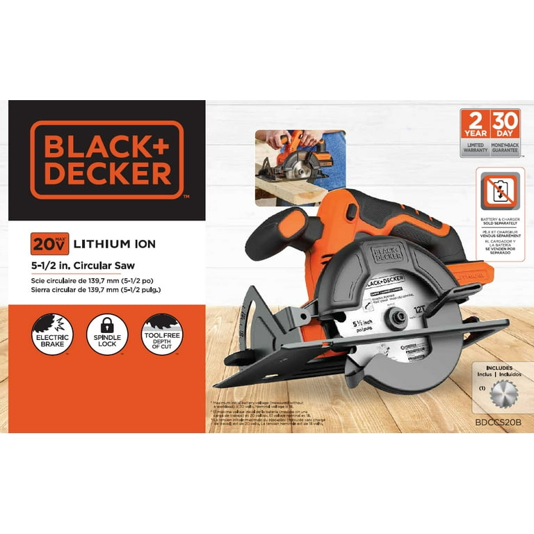 Black+decker BDCCS20B 20-Volt Max Circular Saw Bare Tool, 5-1/2-Inch