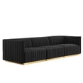 thumbnail image 2 of Modway Conjure Channel Tufted Performance Velvet Sofa in Gold Black, 2 of 10