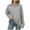 Gray, variant on Plebaso Women's Fashion Sweatshirts Collared V Neck Long Sleeve Sweat Shirts Solid Color Lightweight