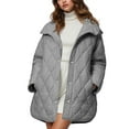 thumbnail image 4 of larppty Long Jackets for Women Fashion 2025 Winter Coat for Women Business Casual Diamond Quilted Hooded Lightweight Jackets (Grey, M), 4 of 9