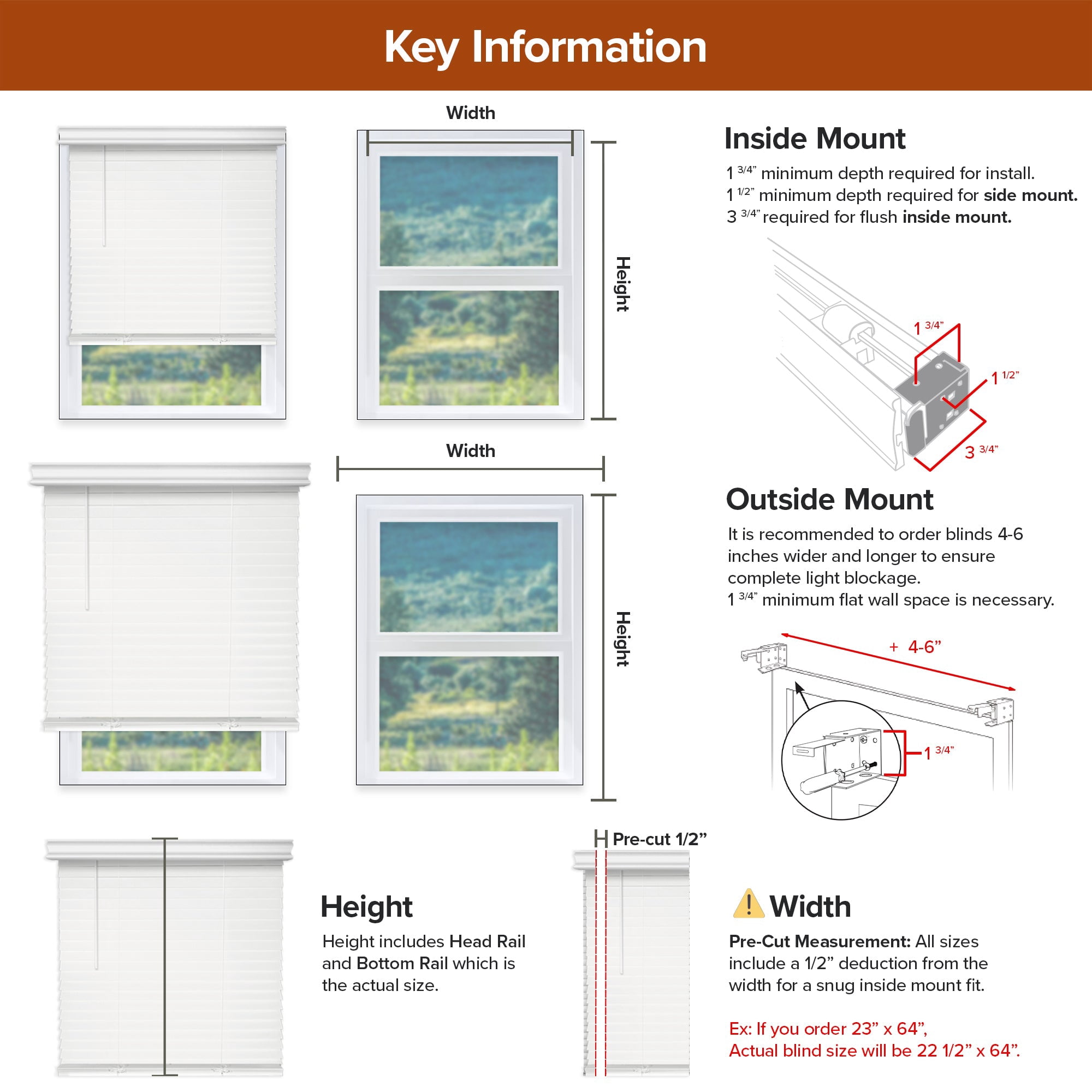 Chicology Cordless Faux Wood Blinds 2 in Slats Blackout No Hole Design Valance, 46"W x 48"H