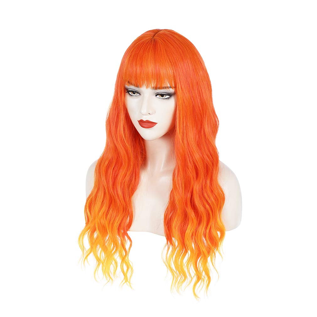 red orange curly wig