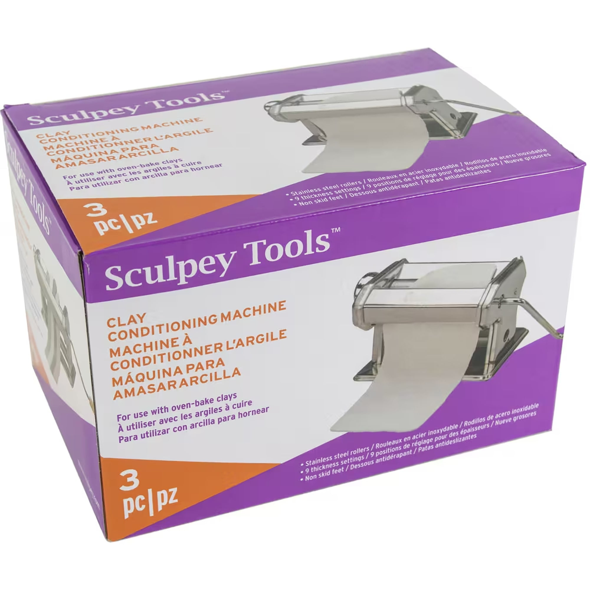 Sculpey: Clay Conditioning Machine - Pasta Machine, Clay Tool, 9 Thickness Settings, Crank Handle, stainless-steel, Arts & Crafts Supplies