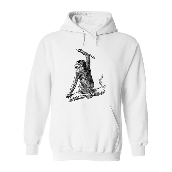 Macaque Sketch Hoodie Men -Image by Shutterstock, Male Medium