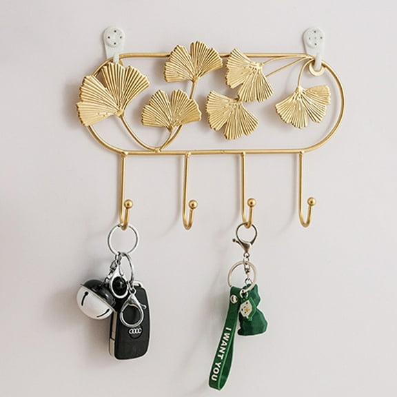 TaTaai 2Pcs Coat and Hat Hook Wall Mounted Ginkgo Leaf Hook Wall Key Storage Fitting Room Coat Hanger Wrought Iron Art Hook Entry Porch Decorate Hooks