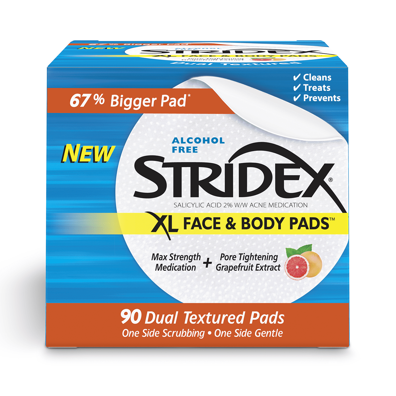 Stridex XL Acne Pads for Face and Body with Salicylic Acid, Alcohol