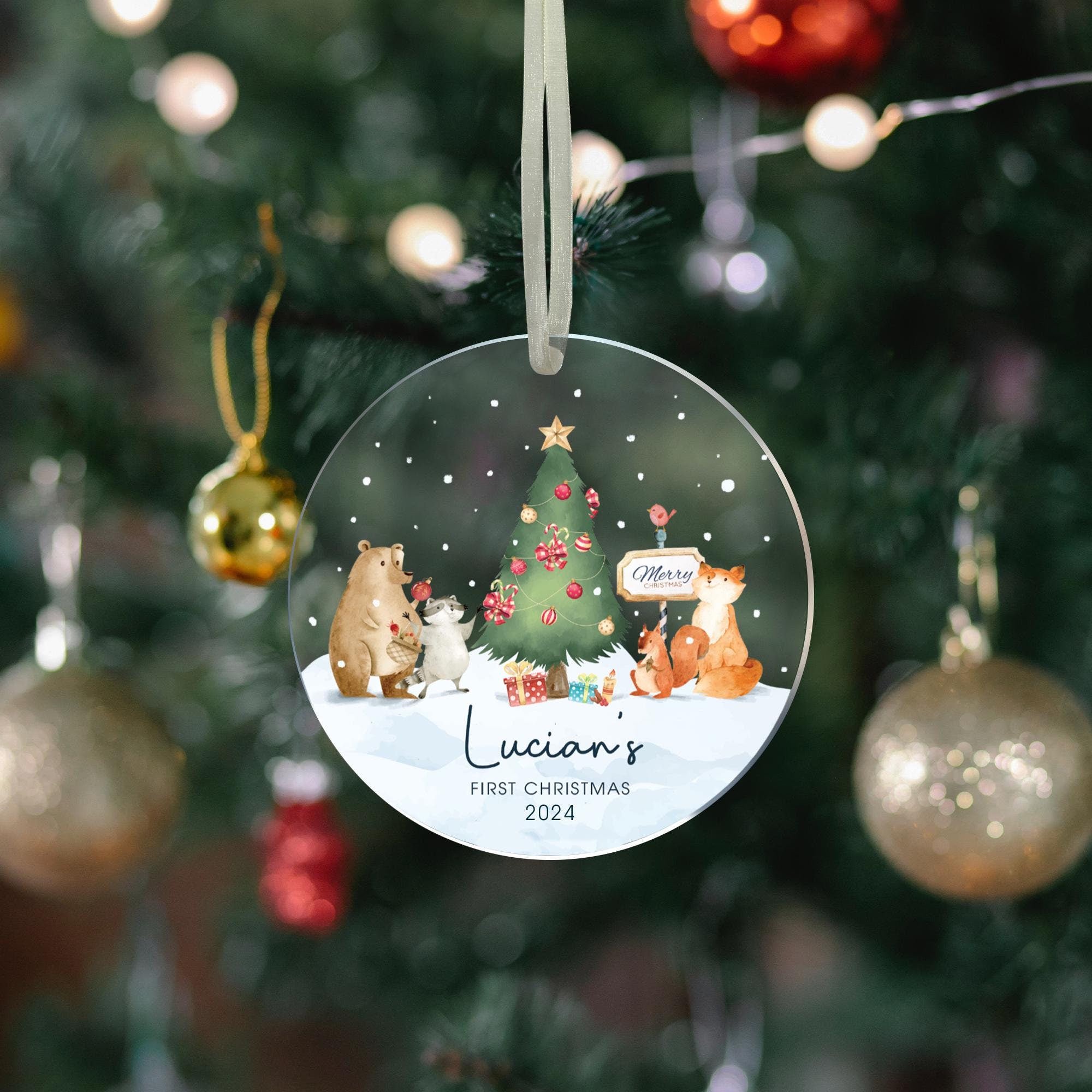 Baby's First Christmas Ornament, Personalized with Name, Nursery Signs Christmas Tree Decorations, Custom baby Keepsake 2024, Baby Gift Idea