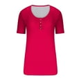 thumbnail image 3 of loopsun Plus Size Tops for Womens,Womens Summer Tops,Women's Round Neck Button Up T-shirt Loose Short Sleeved Top Hot Pink XL, 3 of 4