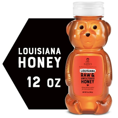 Nate's Louisiana Honey: 100% Pure, Raw and Unfiltered Honey - 12 fl oz Gluten-Free Honey
