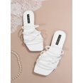 thumbnail image 5 of Women White Minimalist Slide Sandals, Open Toe Fashionable Sandals, 5 of 5