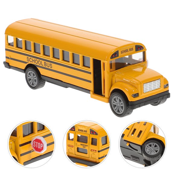 GOOHOCHY Orange Pull Back School Bus Toy Made of Alloy and Plastic for Kids to Play Lightweight and Portable 1 Piece