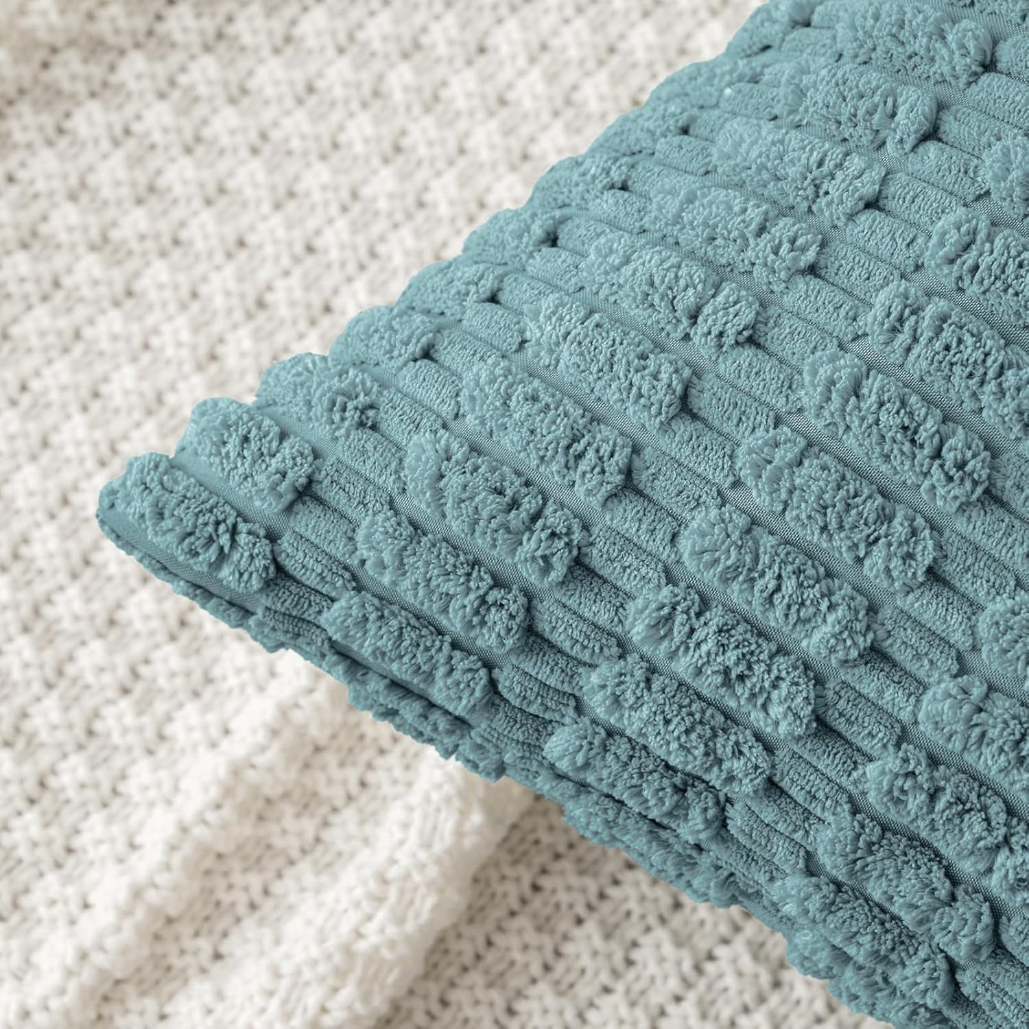 Wehilion Pack of 2 Corduroy Decorative Throw Pillow Covers Soft Boho Striped Pillow Covers Modern Farmhouse Christmas Home Decor for Sofa Living Room Couch Bed