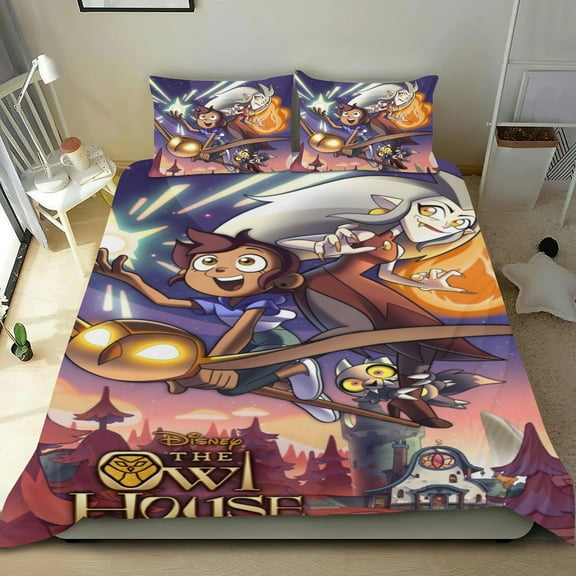 3 Piece Bedding Set The Owl House Comforter Set Cute Duvet Cover Sets Super Soft Teens Bedding Set Kids Bedroom Gifts,1 Duvet Cover with 2 Pillowcases Twin