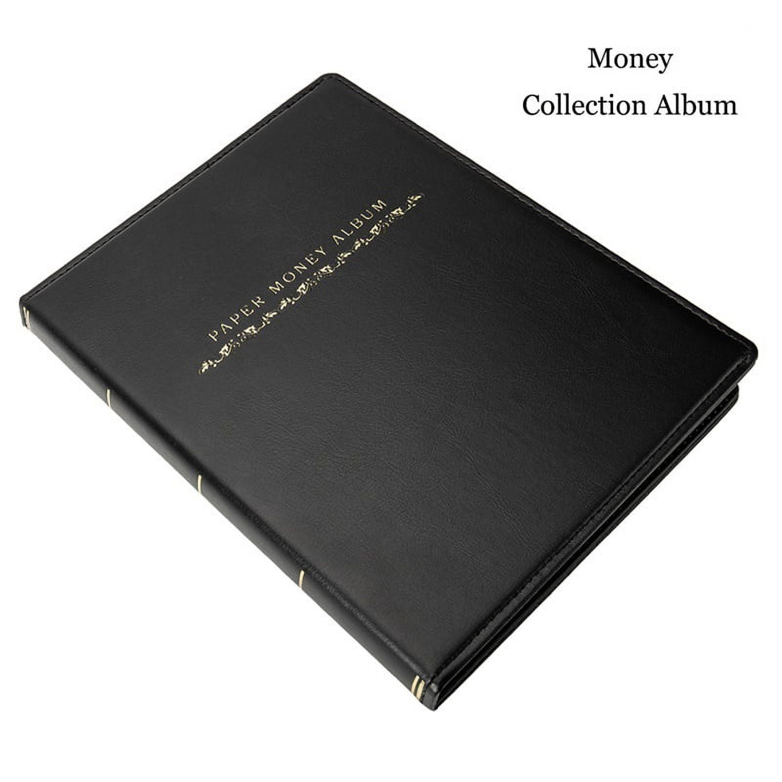 60 Pockets Soft Leather Notes Album Banknote Paper Money Collection Stamps Book (coolblack )