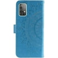 thumbnail image 5 of Case for Samsung Galaxy S22 5G, Premium Leather Flip Wallet Case with Card Slots Holder Kickstand Hand Strap Mandala Half Flower Design Embossed Shockproof Cover Case - Blue, 5 of 7