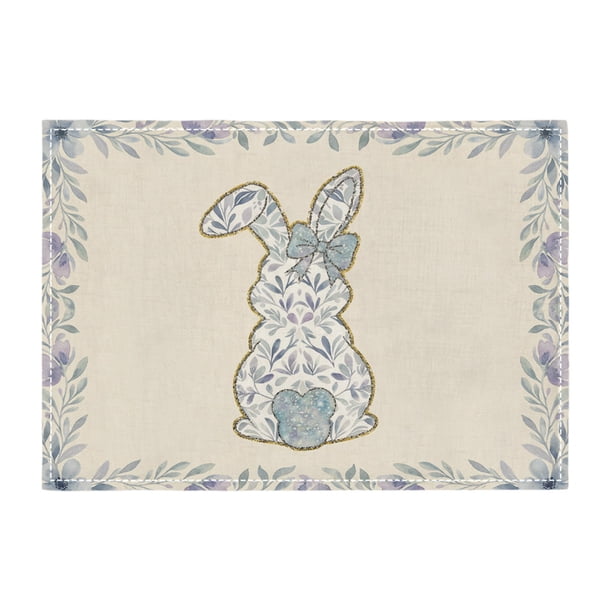 Decoraciones de Mesa Negras Y Doradas Acuarela Pascua Tapicera Flor Conejos a Ajedrez Huevo de Pascua Casa Cocina Mesa Decoración Mesa Tapicera 42 * 32 cm