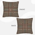 thumbnail image 4 of LNWH Brown Thousand Bird Checked Throw Pillow Covers, Square Soft Linen Decorative Pillow Cases, 18"x18", 4 of 8