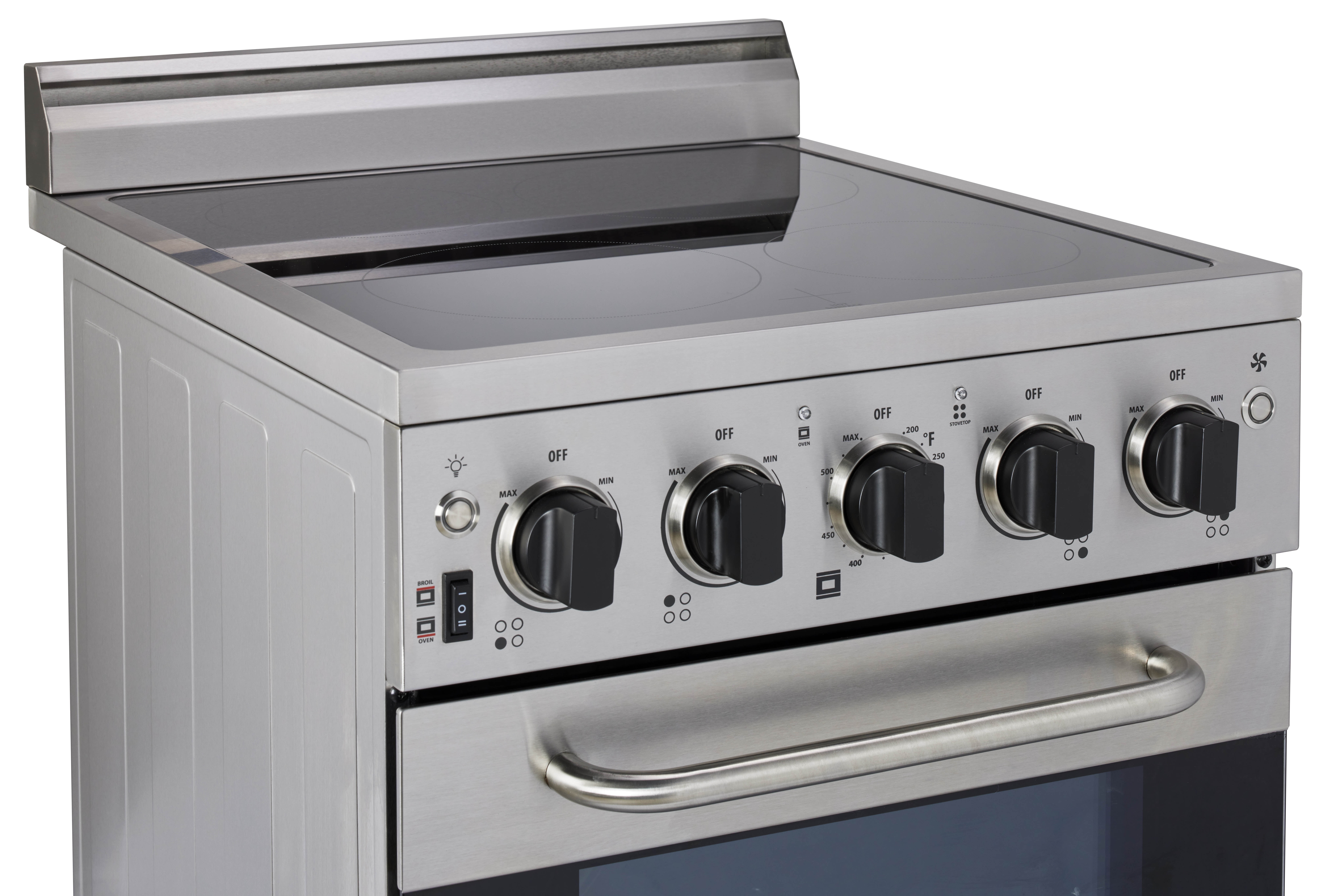 Unique Prestige 20" 1.6 cu/ft Freestanding Electric Range with Convection Oven in Stainless Steel