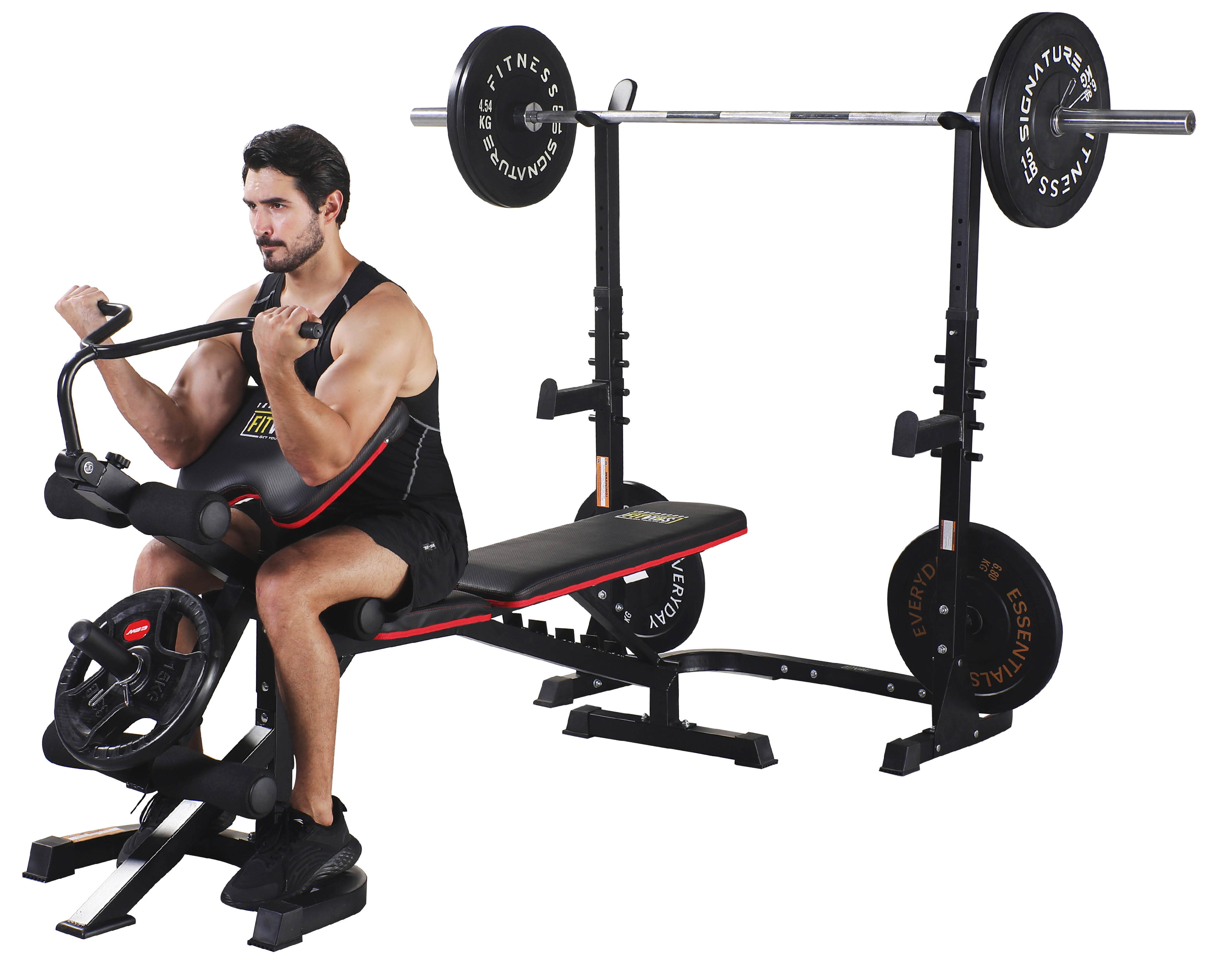 Fitvids LX600 Adjustable Olympic Workout Bench with Squat Rack, Leg Extension, Preacher Curl, and Weight Storage, 800-Pound Capacity (Barbell and weights not included) - image 3 of 10