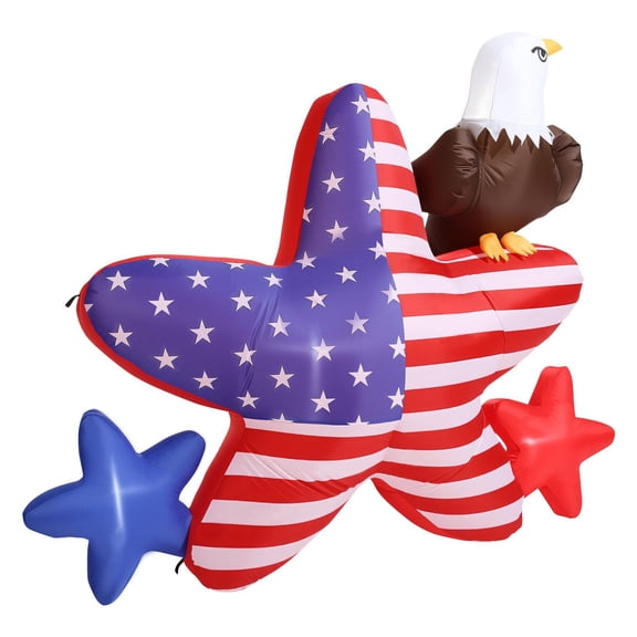 4.82ft Patriotic Inflatable with LED Lights Eagle & Star for 4th July Indoor/Outdoor Decor