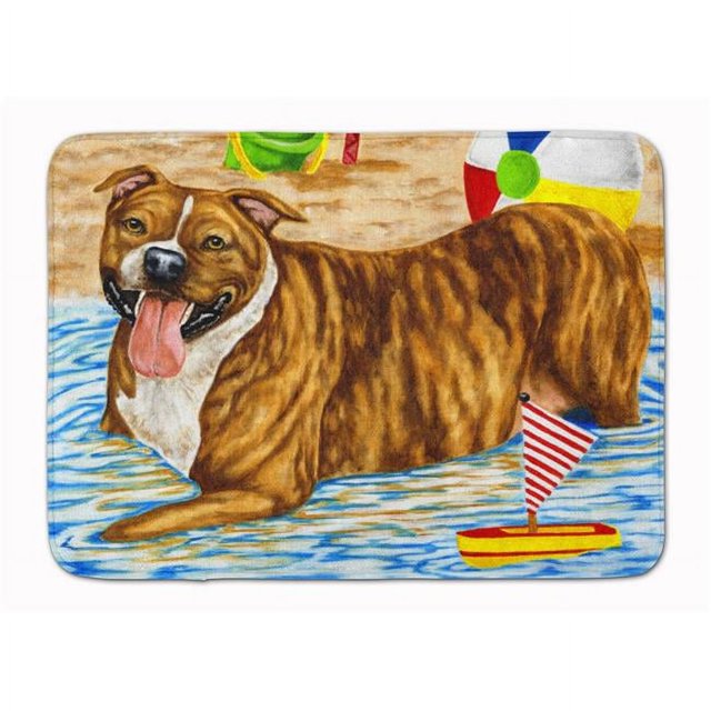 Carolines Treasures AMB1338RUG Beach Bum Staffie Machine Washable Memory Foam Mat
