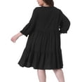 thumbnail image 4 of DARING DIVA Plus Size Tie Neck Lace Sleeve Casual Ruffle Midi Flowy Dress 1X Black, 4 of 6