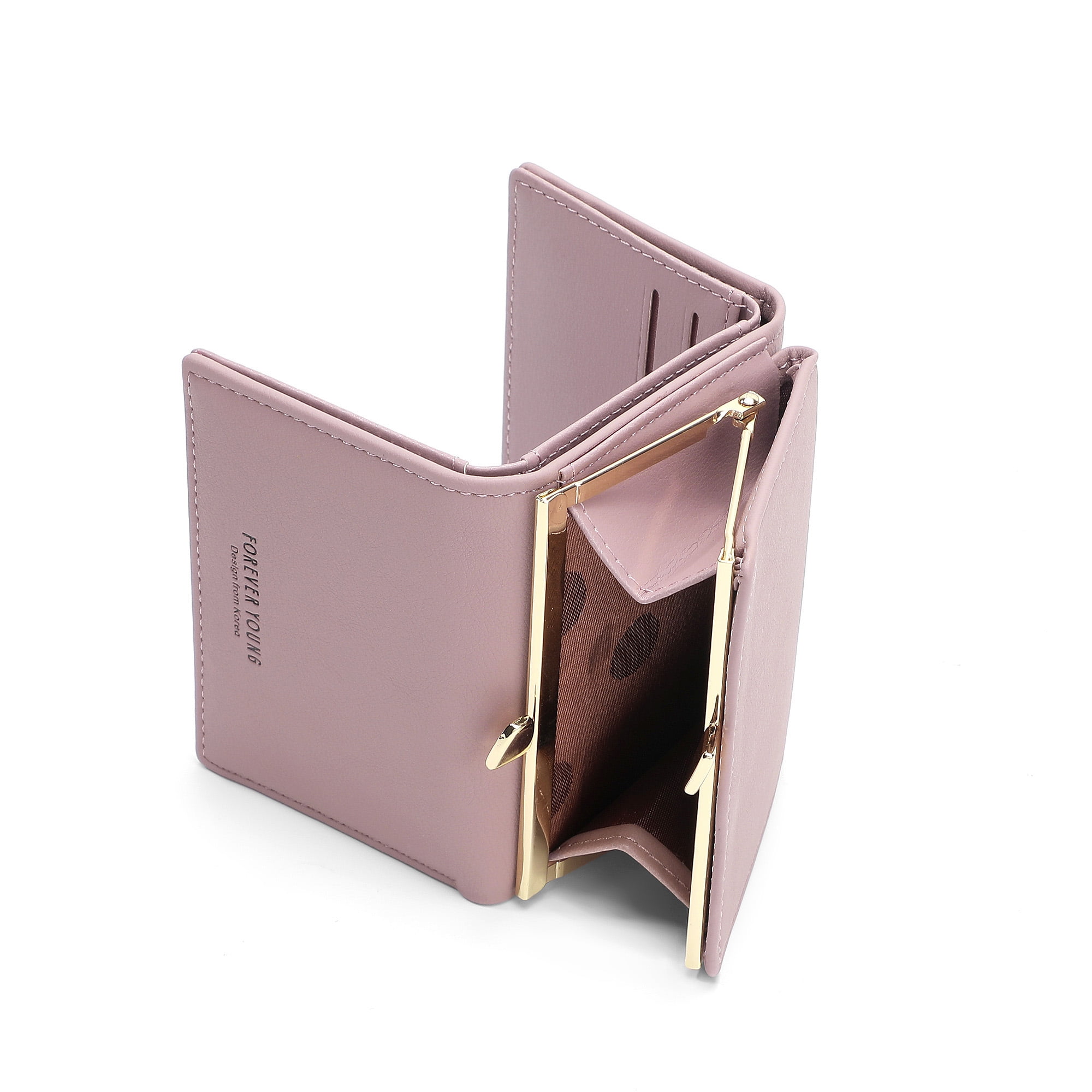 Small Cute Trifold Wallet Slim Wallet ID/Photo Window Card Holder with 3D  Flower Pattern Buckle for Women Girls (PINK)