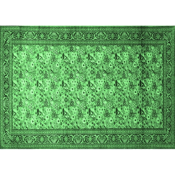Ahgly Company Indoor Rectangle Persian Emerald Green Traditional Area Rugs, 8' x 12'