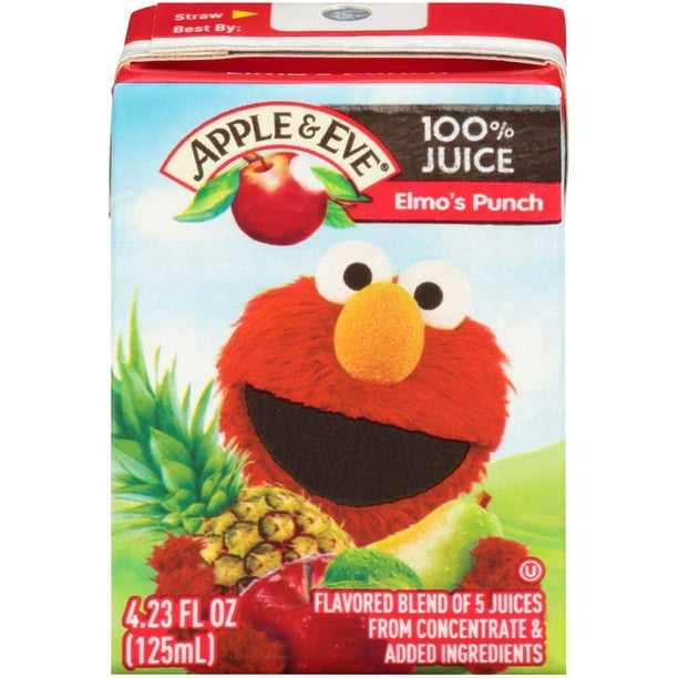 Apple & Eve Sesame Street 100 Juice Elmo's Punch, 4.23 Fl. Oz., 8 Count