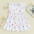 thumbnail image 2 of Bagilaanoe Toddler Baby Girl Summer Dress Heart Print Fly Sleeve A-line Dresses 6M 9M 12M 18M 24M 3T Kids Casual Swing Sundress, 2 of 8